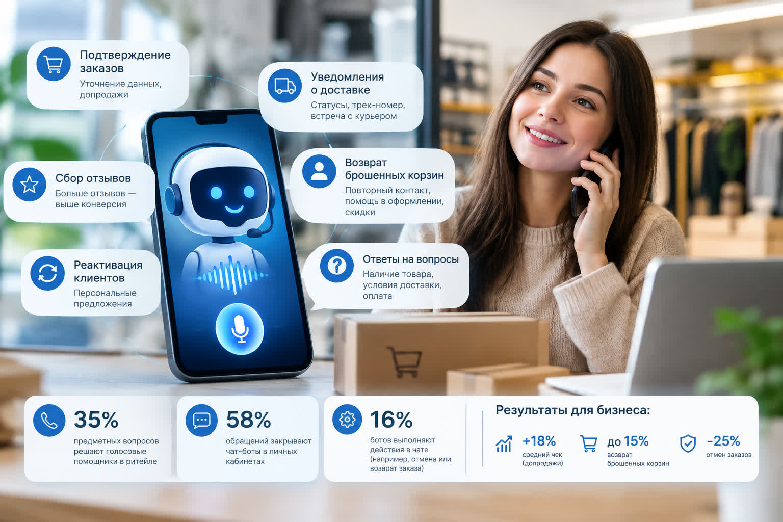 Робот вместо колл-центра: как e-commerce автоматизирует подтверждение заказов и уведомления о доставке фото: Робот вместо колл-центра: как e-commerce автоматизирует подтверждение заказов и уведомления о доставке