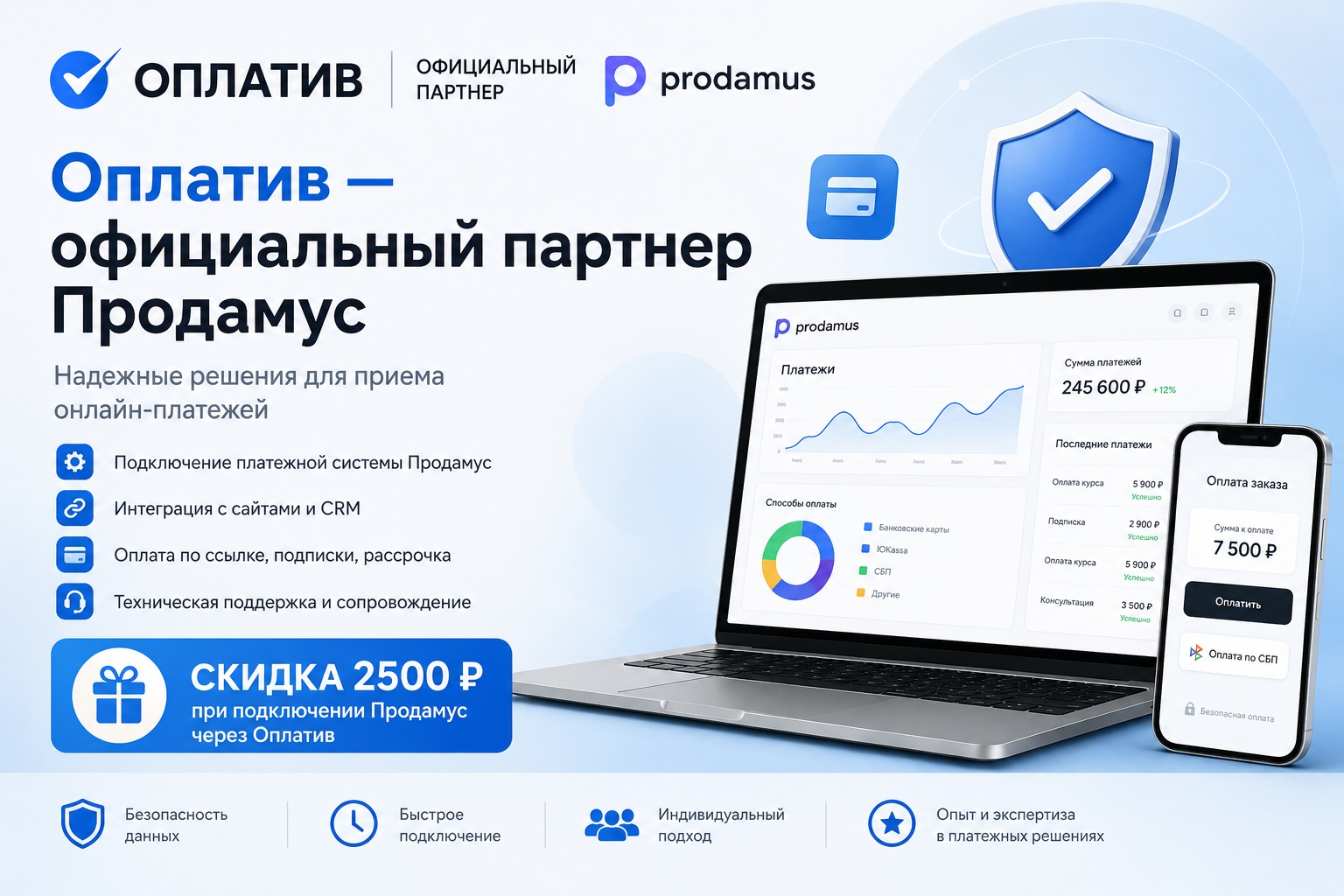 Оплатив — официальный партнер Продамус и надежный помощник в подключении онлайн-платежей фото: Оплатив — официальный партнер Продамус и надежный помощник в подключении онлайн-платежей