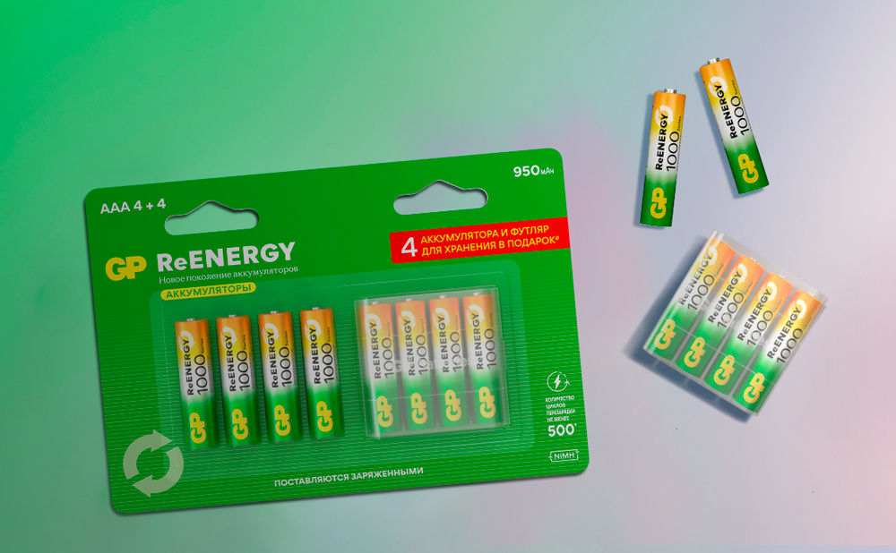 фото: GP представил аккумуляторы GP ReENERGY с футляром в комплекте