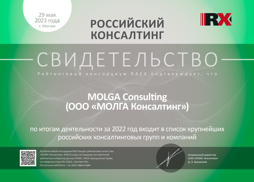 фото: MOLGA Consulting снова вошла в «Список крупнейших консалтинговых групп и компаний России»