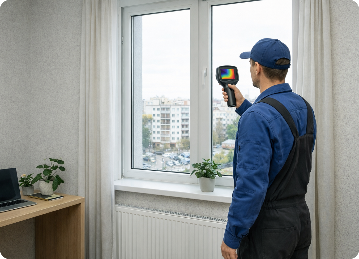 фото: Проверка окон с помощью тепловизора