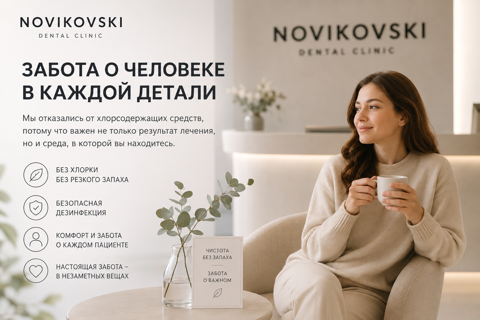 фото: Стоматология Уфа NOVIKOVSKI: почему мы отказались от хлорки ради комфорта пациентов