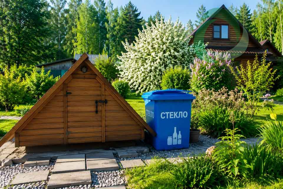 Стеклянные бутылки и банки, собранные отдельно для дальнейшей переработки