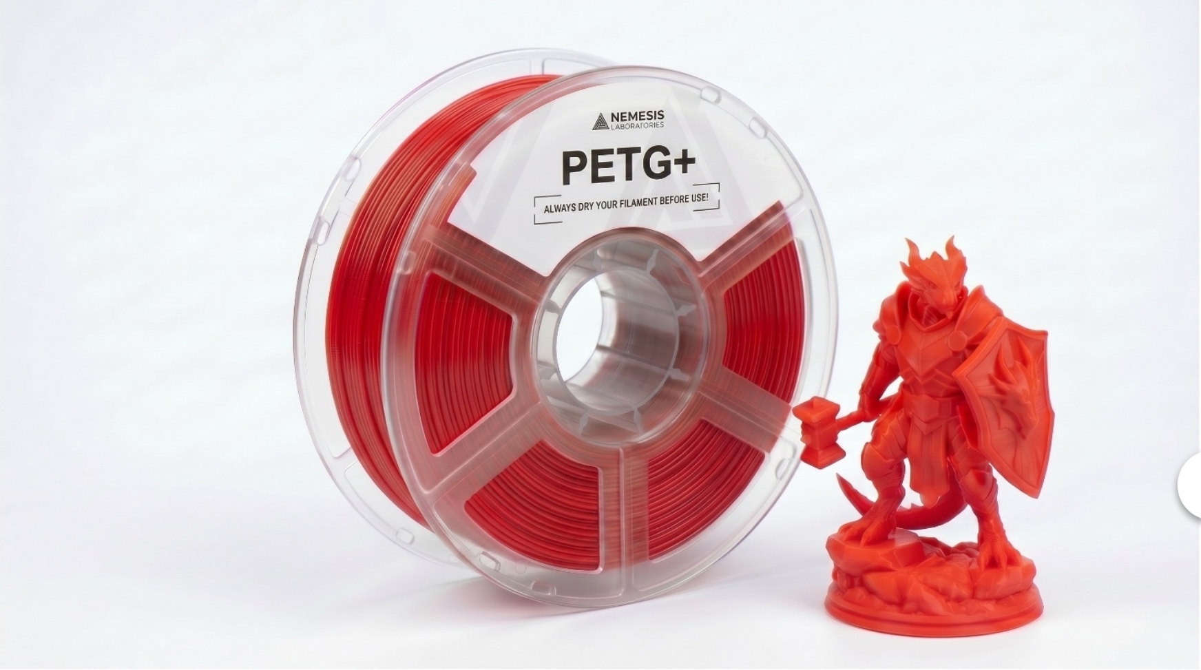 фото: PETG+ NEMESIS Ruby Red — прочный филамент для 3D-печати от MIR3D