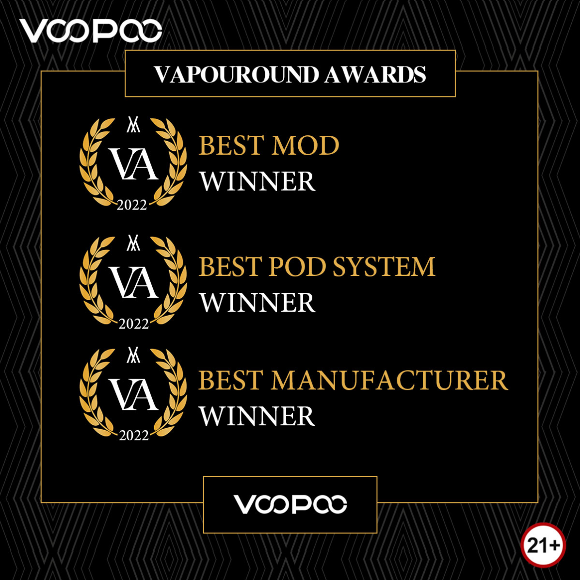 фото: Достигнув новых высот, VOOPOO завоевал 3 награды на SEVENTH ANNUAL VAPOUROUND AWARDS