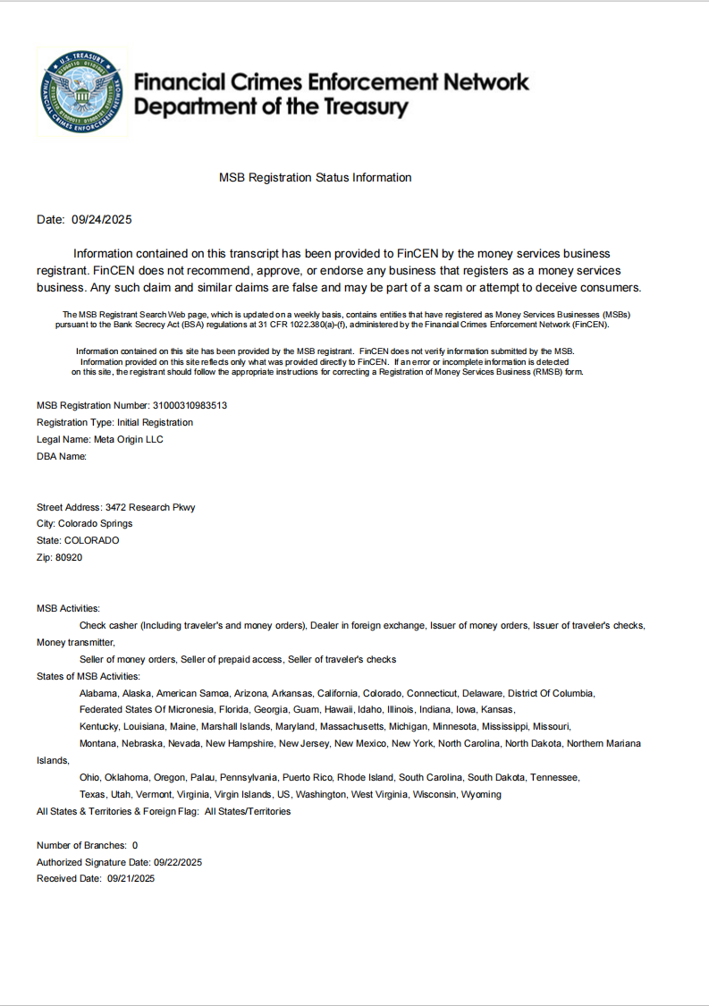 фото: Meta Origin LLC официально выходит на рынок Центральной Азии, открывая новую главу «Цифрового Шелкового пути» с лицензией MSB США