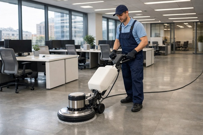 фото: Роторная чистка пола как эффективное решение для клининга офисов