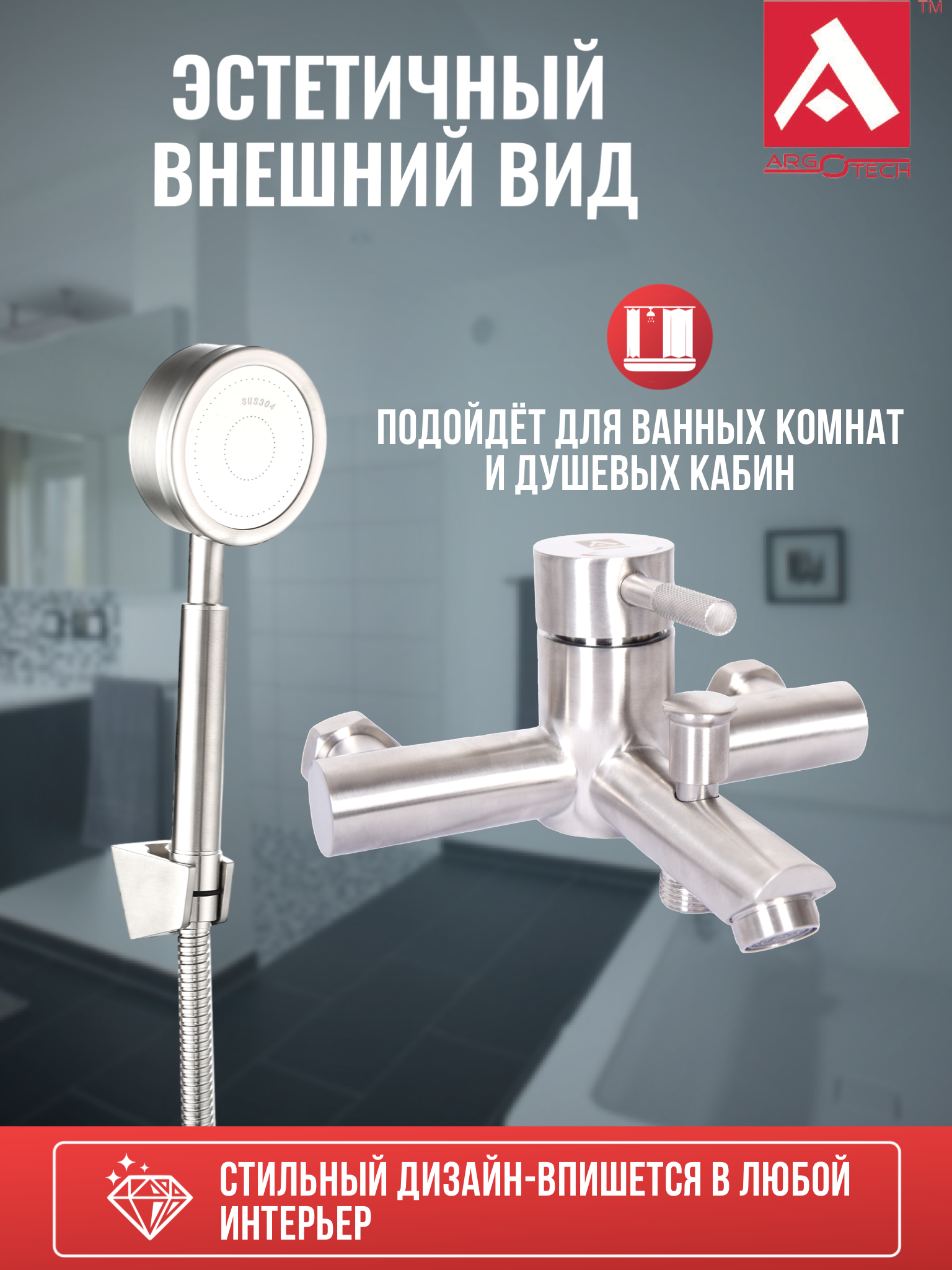 фото: Смеситель для ванны с коротким изливом - удобство и комфорт