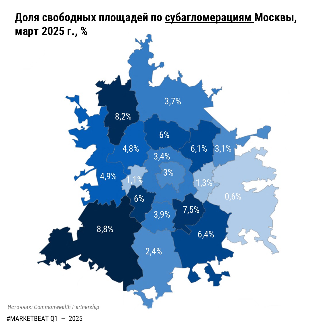 фото: Рост вакансии и отрицательная динамика чистого поглощения по итогам 1 кв. 2025 г. на рынке офисной недвижимости Москвы