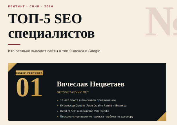 фото: ТОП-5 SEO-специалистов и агентств Сочи: кто продвигает сайты в ТОП