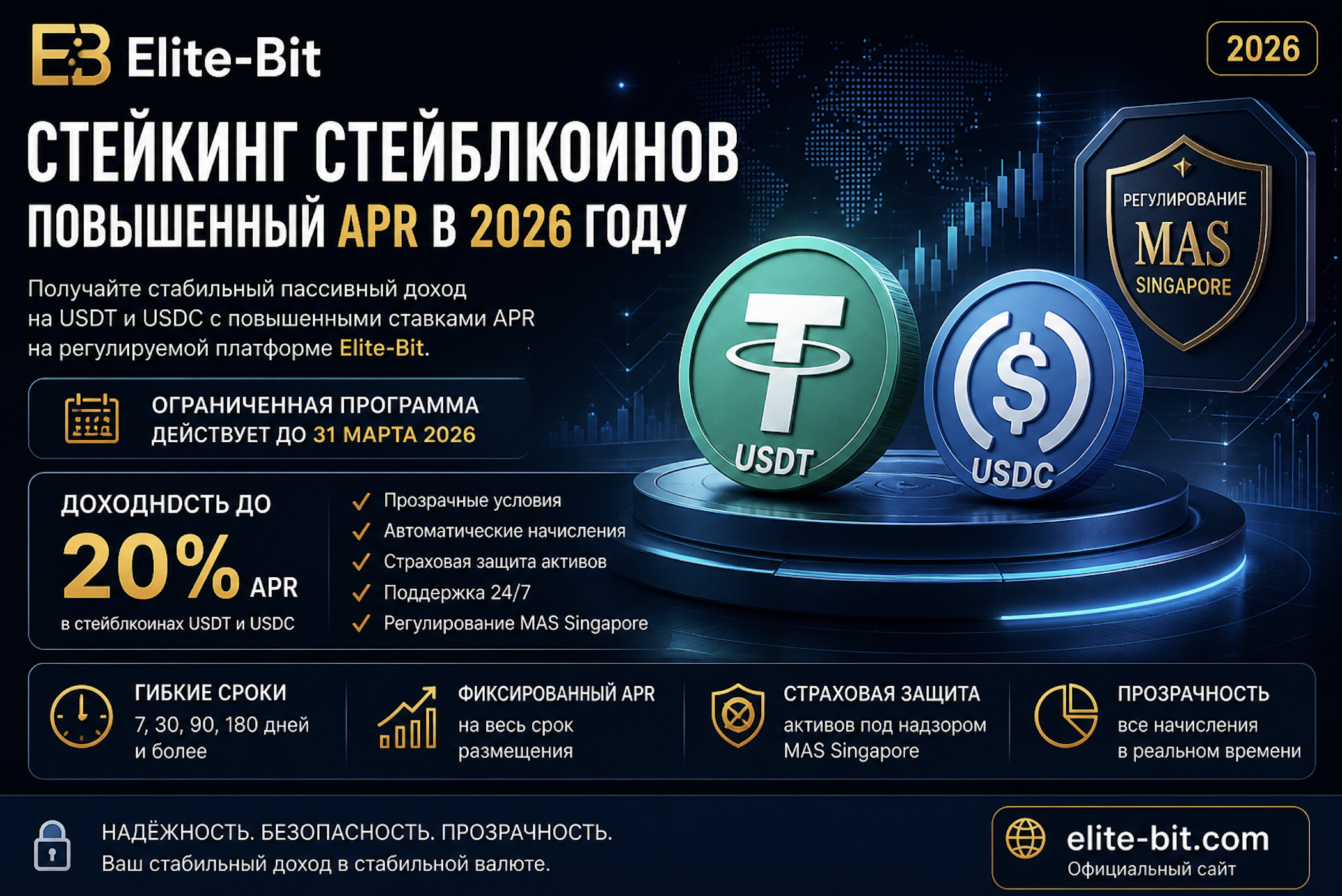 Зарабатывайте на стейблкоинах вместе с Elite-Bit