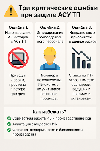 фото: Три ошибки руководителей служб ИБ в вопросах защиты АСУ ТП. Как их избежать?  Источник: https://www.anti-malware.ru/practice/methods/Three-mistakes-in-ICS-protection